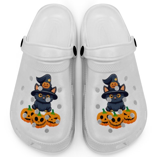 Cute Night Halloween Cat Lovers Clogs