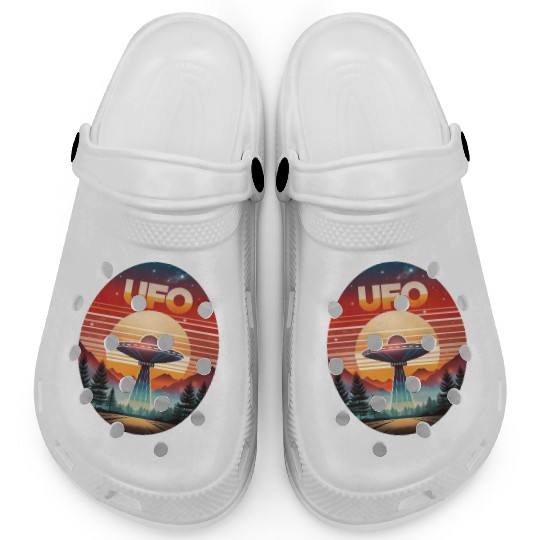 Vintage UFO Sunset Streetwear Style Clogs