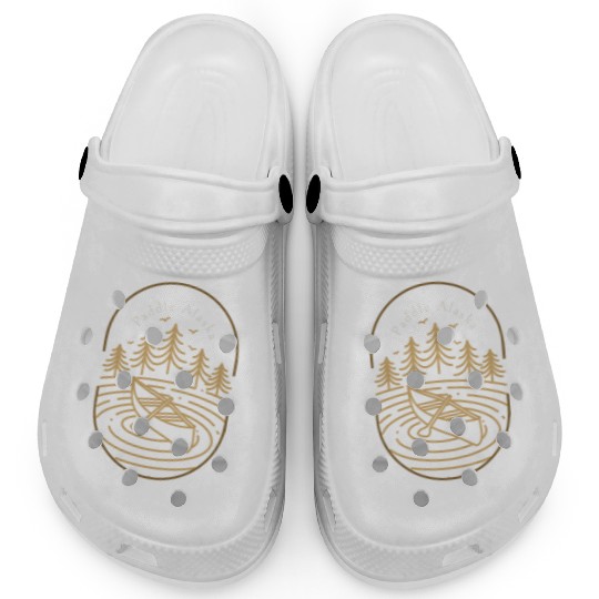 Paddle Alaska camping. Clogs