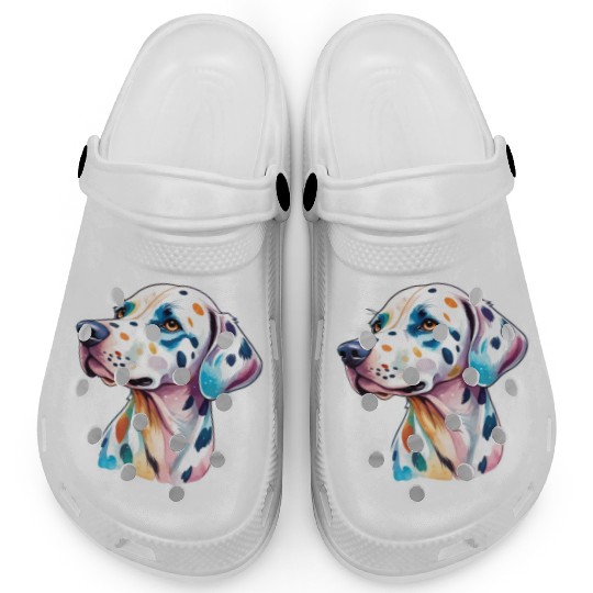 Dalmatian Dog Watercolor Clogs