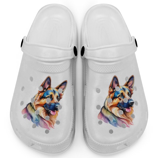 German Shepherd Watercolor Clogs