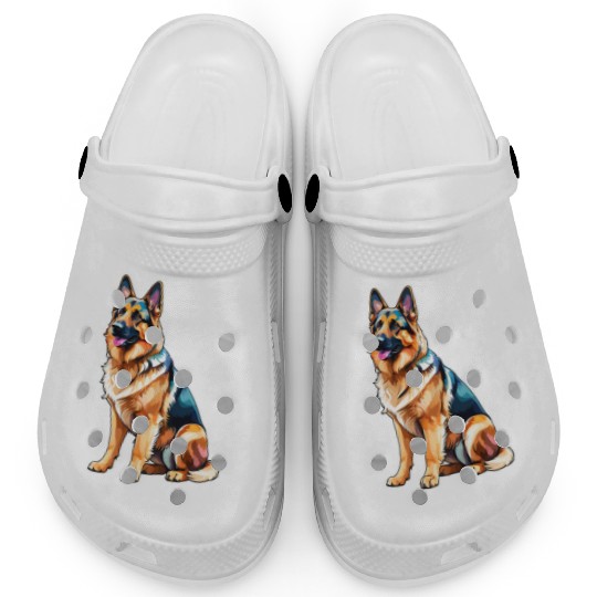 German Shepherd Watercolor Clogs