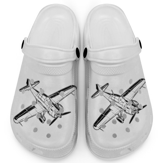 Propeller Aircraft Line Art Clogs