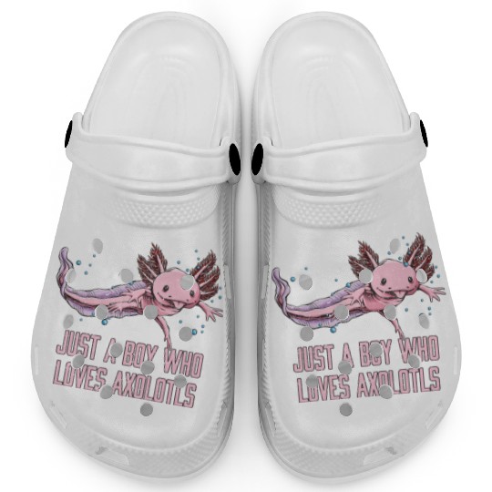 Just a Boy Who Loves Axolotl Salamander Funny Axol Clogs