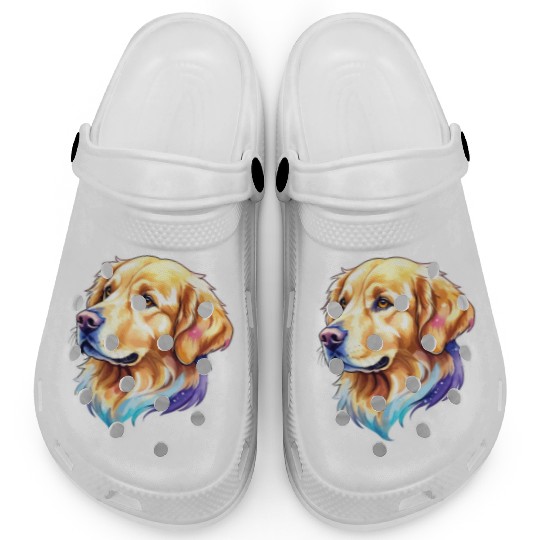 Golden Retriever Watercolor Clogs
