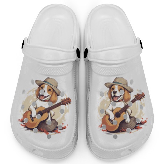 Beagle Playing a Guitar Cute and Happy Clogs