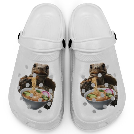 Tortoise Eating Ramen Realistic Clogs