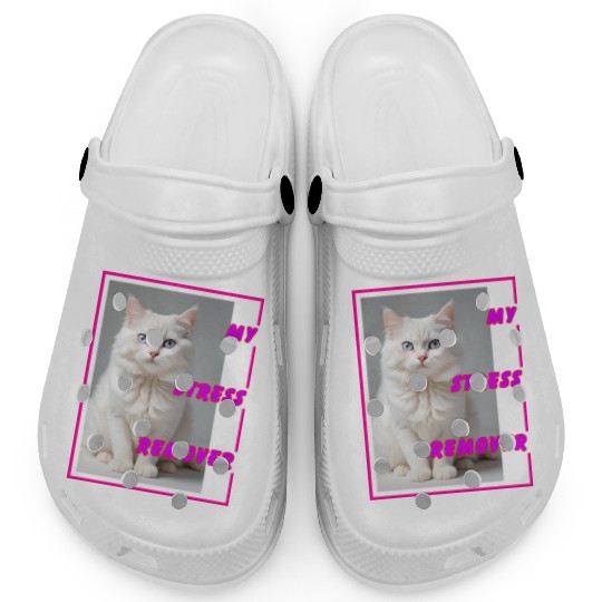 White cat design Clogs