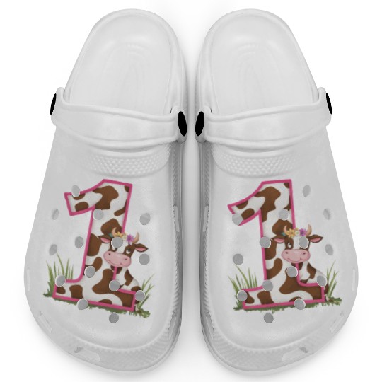 Boy 1st Birthday Cow Number 1 Clogs