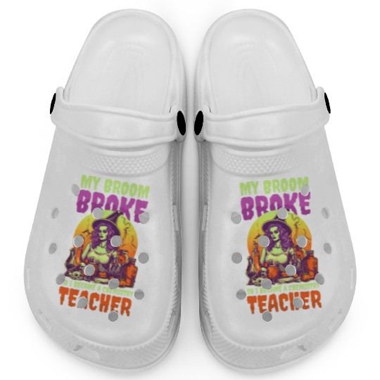 Halloween Chemistry Teacher Broom Broke Teacher Clogs