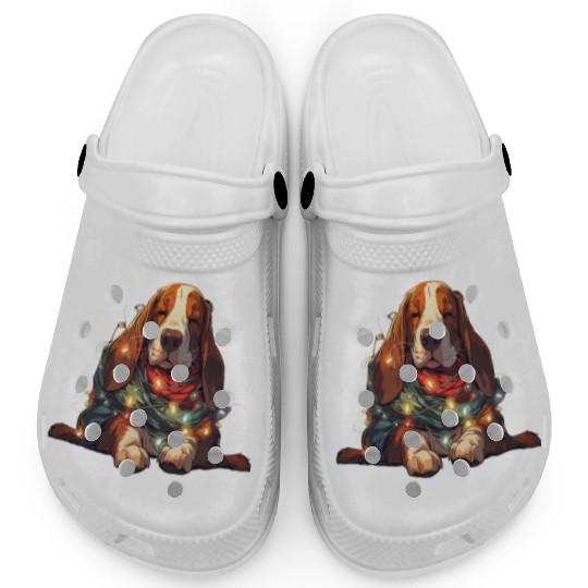 Funny Basset Hound Dog Christmas Tree Lights Xmas Clogs