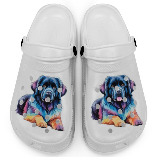 Newfoundland Dog Watercolor Clogs