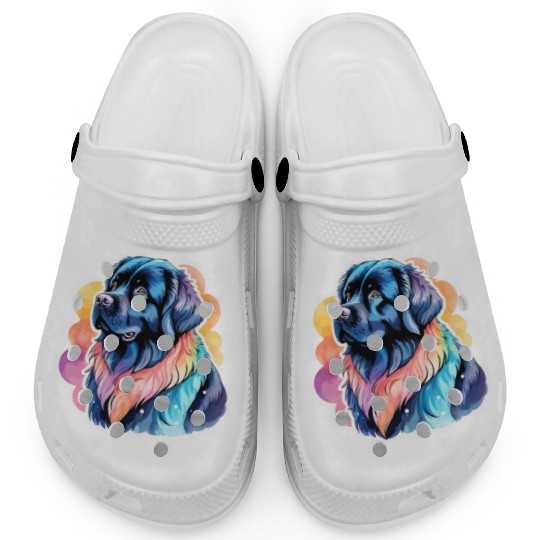 Newfoundland Dog Watercolor Clogs