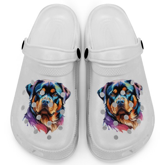Rottweiler Watercolor Clogs