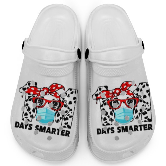 101 Days Smarter Dalmatian Dog Face Mask 100th Clogs