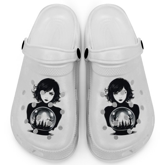 Witchy Woman Gazing into a Crystal Ball Clogs