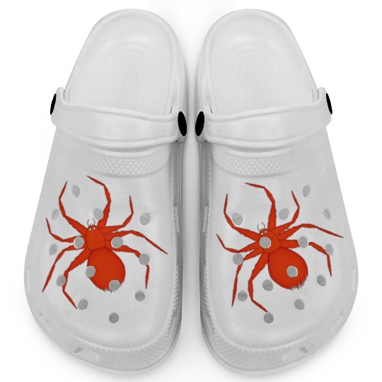 Vivid Red Poisonous Spider Illustration Clogs
