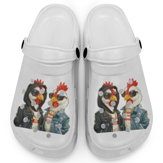 Chickens dressed in stylish streetwear Clogs