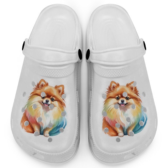 Pomeranian Watercolor Clogs