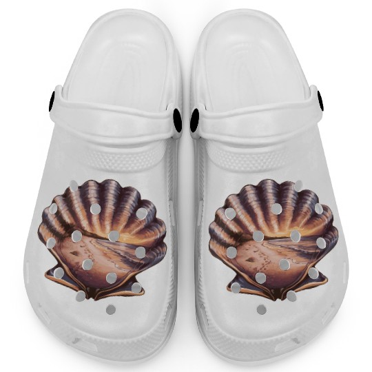 Seashell Beach Scene Serene Ocean Landscape Clogs