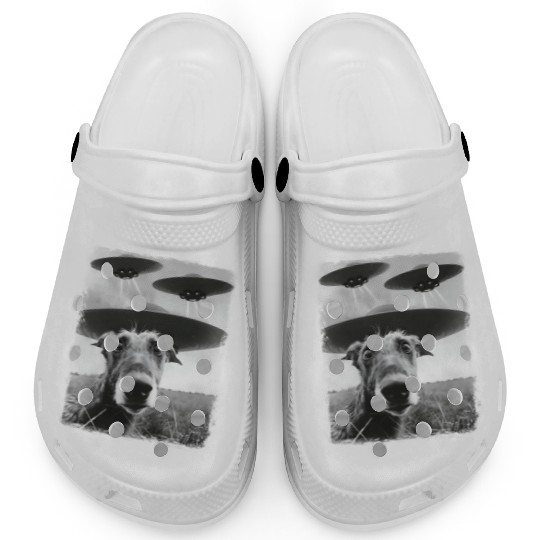Irish Wolfhound Dog UFO Alien Extraterrestrial Sel Clogs