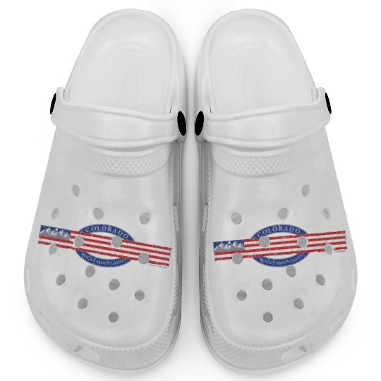 Colorado Mountain and USA Flag Grey Clogs