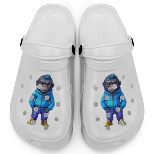 Illustration of a hip-hop chibi gorilla. Clogs