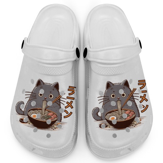 Japanese Cat Eating Ramen Clogs