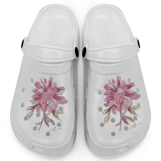 Peony loose watercolor hand-painted Clogs