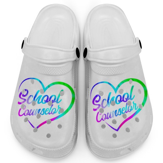 School Counselor Heart Watercolor Clogs