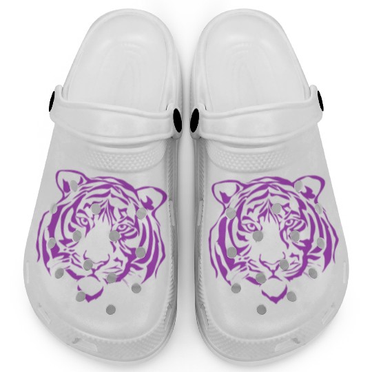 Pink Liger Head Tiger Lion Cross Hybrid Animal Clogs