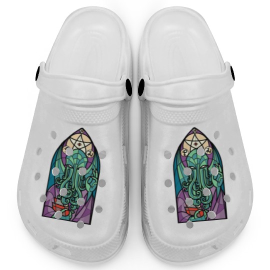 Cthulhu Church Stained Glass Cosmic Horror Funny Clogs