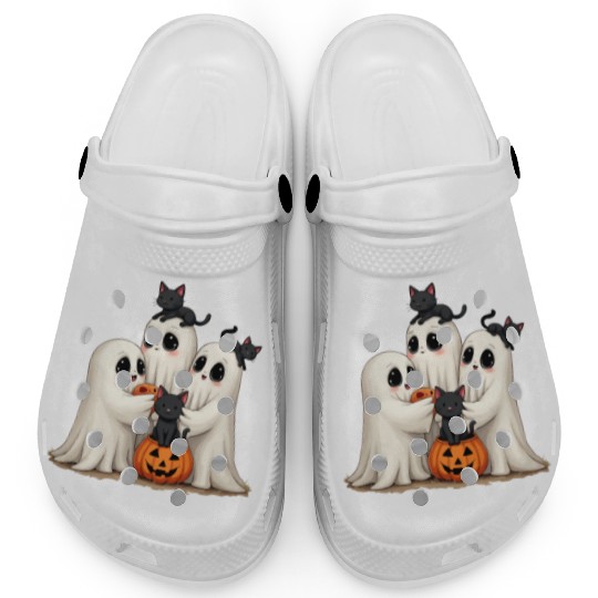 Halloween Ghost Cats Clogs