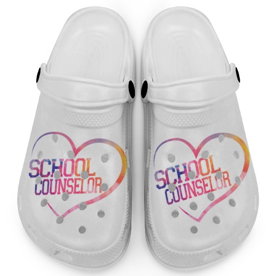 School Counselor Heart Watercolor Clogs