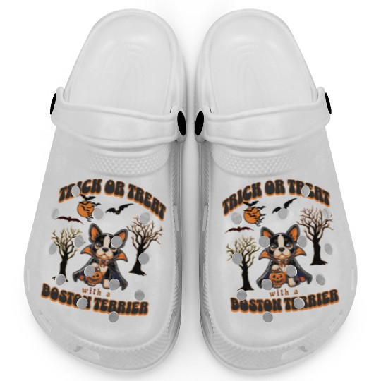 Trick or Treat with a Boston Terrier Halloween Clogs