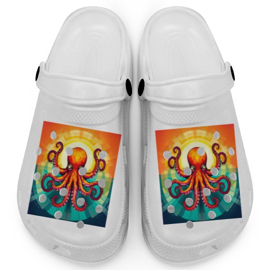 Octopus Vibrant Geometric Deco Style Clogs