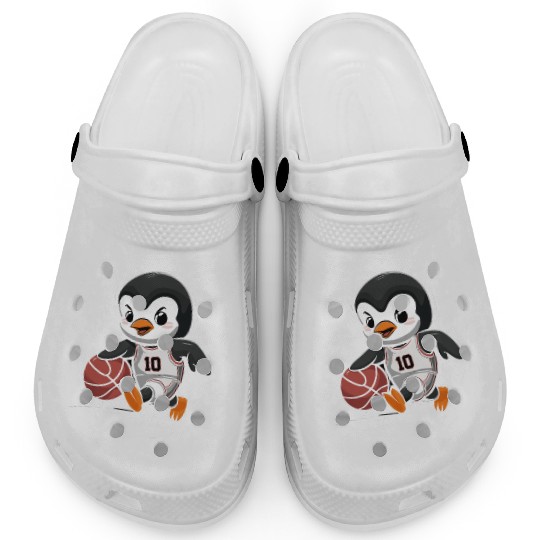 Penguin Basketball Player Number 10 Dribbling Clogs