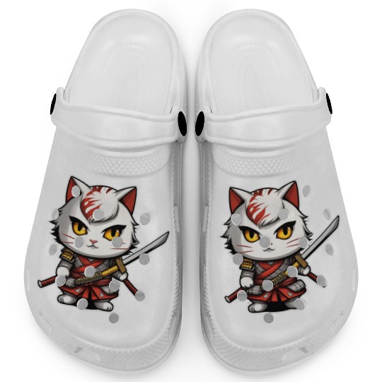 ninja cat with a katana 2 Clogs