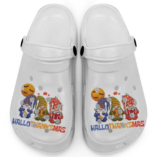 Happy Hallothanksmas Halloween Thanksgiving Gnome Clogs