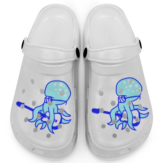 Cool Octopus Kraken Squid Plays Guitar Guitarist Clogs