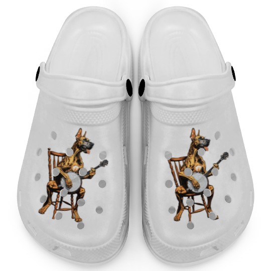 Great Dane Dog Bluegrass Banjo Player Clogs