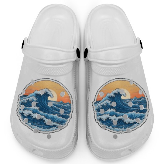 Serene Blue Ocean Waves Scenic Clogs