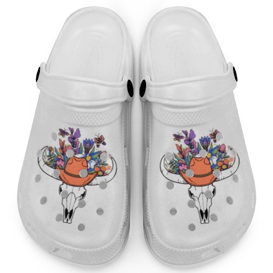 wildflower with Cow Skull blooming Clogs