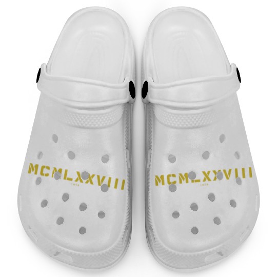 Roman numeral Year of birth Made in 1978 Clogs