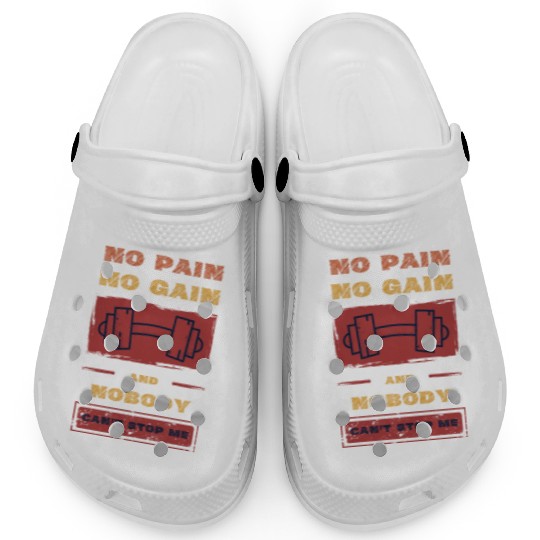 No Pain, No Gain – Gym & Workout Motivation Clogs