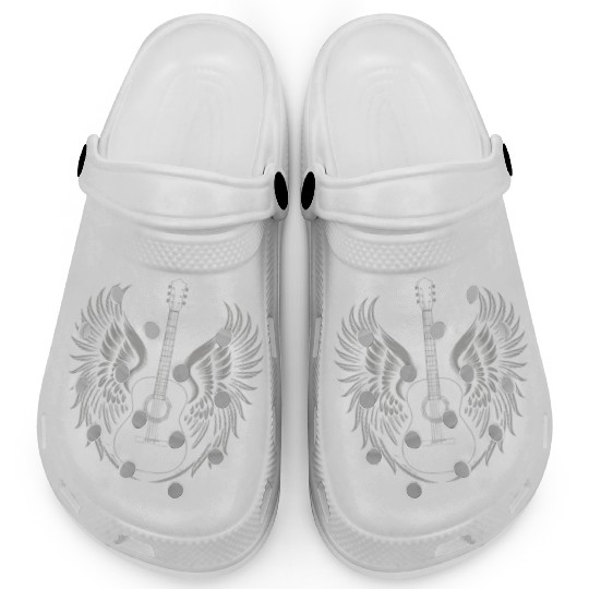 Electric Guitar with Wings Rock and Roll Music Clogs