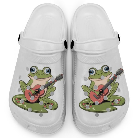 Frog Playing Guitar On Lily Pad Clogs