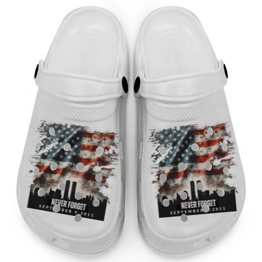 Never Forget September 11 2001 Memorial Day Flag Clogs