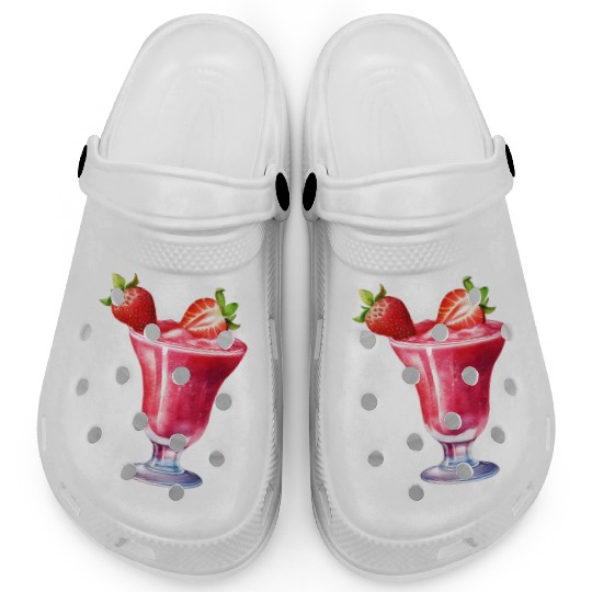 Watercolor Strawberry Cocktail Drink Clogs