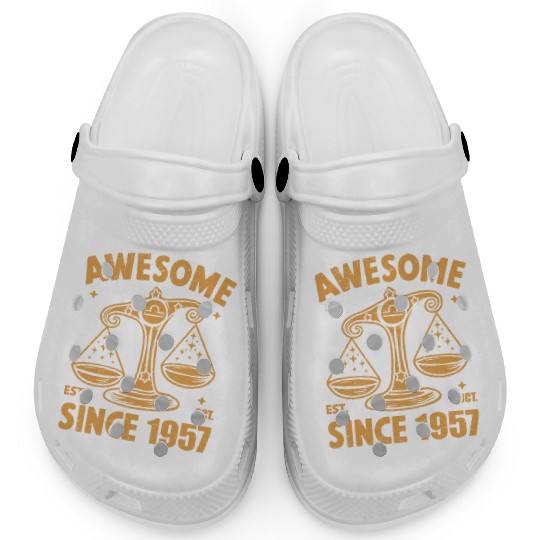 Awesome Since 1957 Libra Zodiac Birthday October Clogs